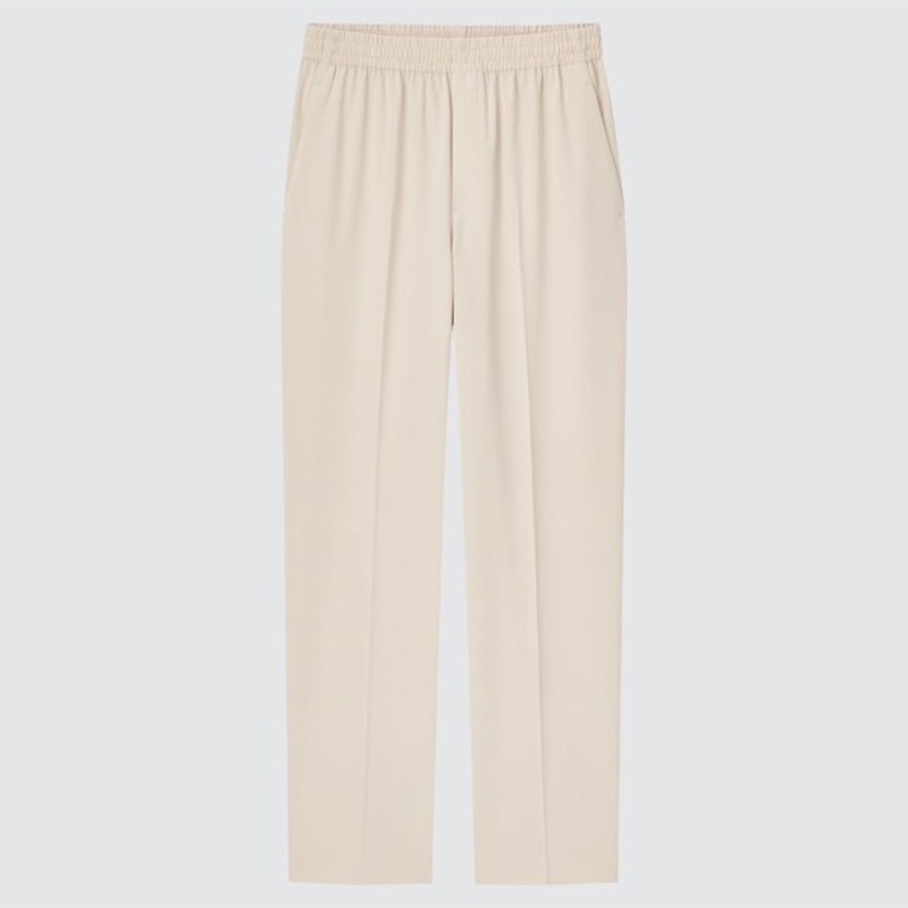 UNIQLO Wide Straight Pants Khaki Natural Tan Beige Womens XL Pull in Trouser